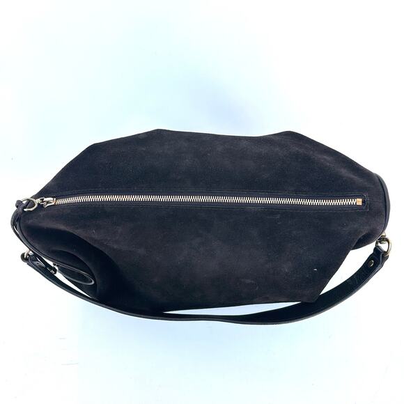 Kendall Conrad Black Suede Shoulder Bag Tote Luxury USA Minimalist Purse - Picture 9 of 13